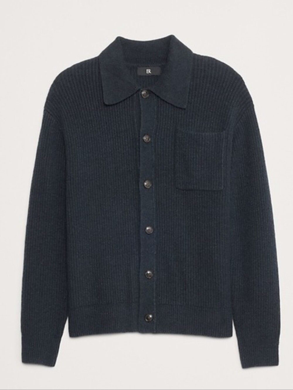 Banana Republic Men's ribbed boucle polo cardigan size large in navy